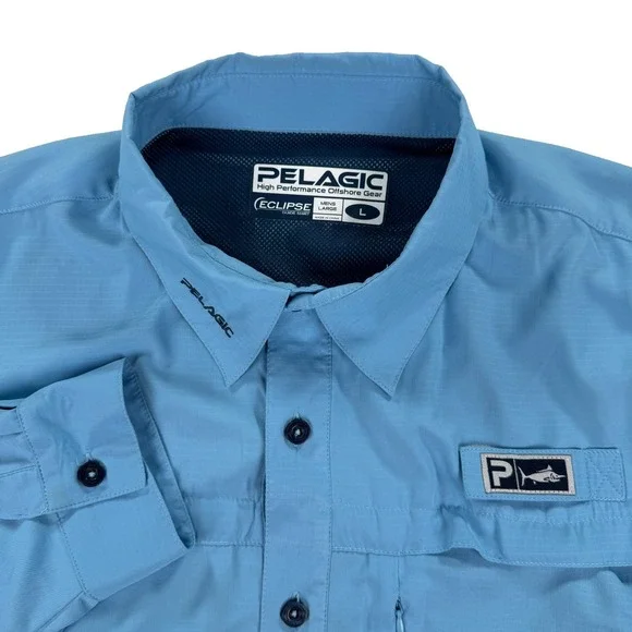 Pelagic Eclipse Guide Shirt Mens Large Vented Fishing High Performance Blue - Picture 3 of 13